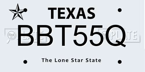 BBT55Q Texas License Plate
