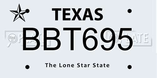 BBT695 Texas License Plate