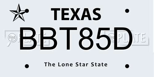 BBT85D Texas License Plate