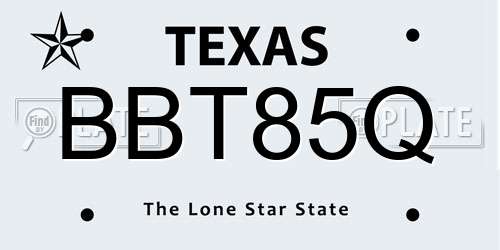 BBT85Q Texas License Plate