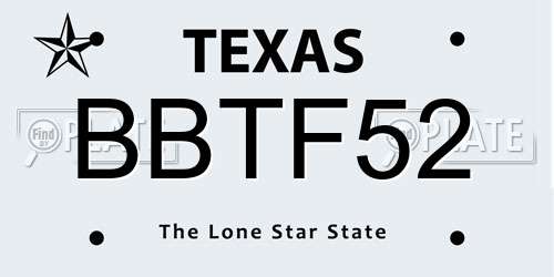BBTF52 Texas License Plate