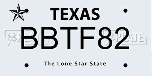 BBTF82 Texas License Plate