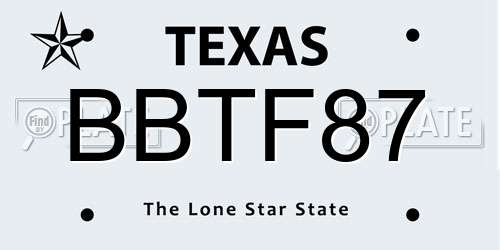 BBTF87 Texas License Plate