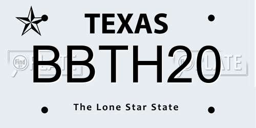 BBTH20 Texas License Plate