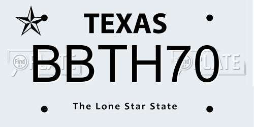 BBTH70 Texas License Plate