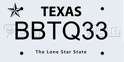 BBTQ33 Texas License Plate