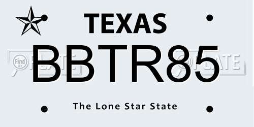 BBTR85 Texas License Plate