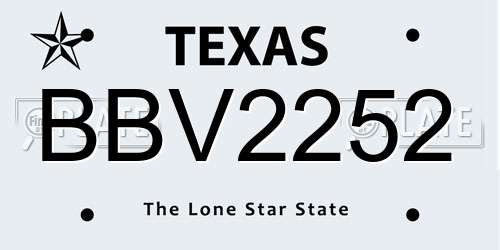BBV2252 Texas License Plate