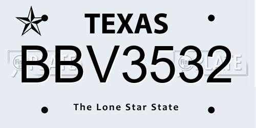 BBV3532 Texas License Plate