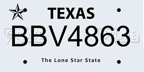 BBV4863 Texas License Plate