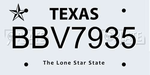 BBV7935 Texas License Plate