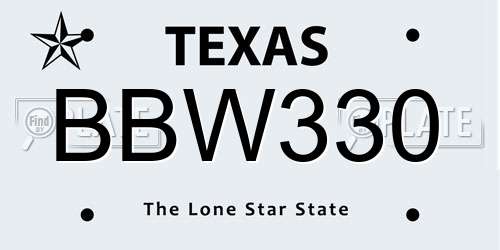 BBW330 Texas License Plate