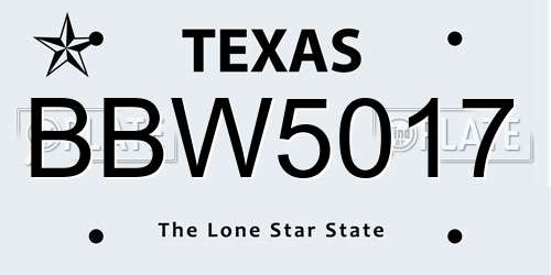 BBW5017 Texas License Plate
