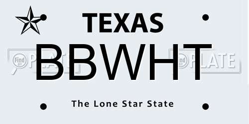 BBWHT Texas License Plate