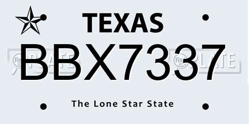 BBX7337 Texas License Plate