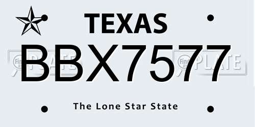 BBX7577 Texas License Plate