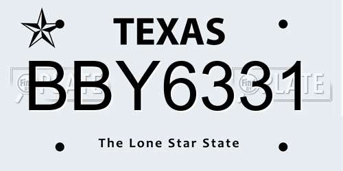 BBY6331 Texas License Plate