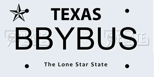 BBYBUS Texas License Plate
