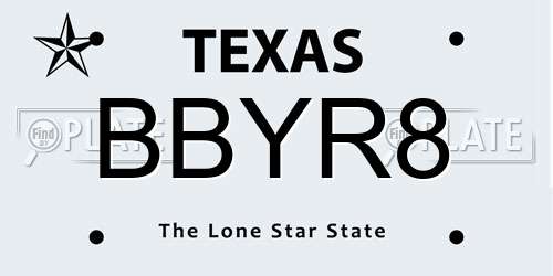BBYR8 Texas License Plate