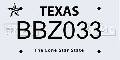 BBZ033 Texas License Plate