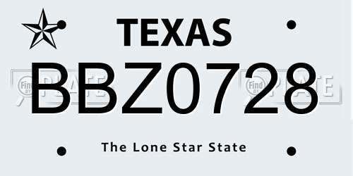 BBZ0728 Texas License Plate