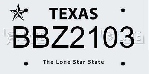 BBZ2103 Texas License Plate
