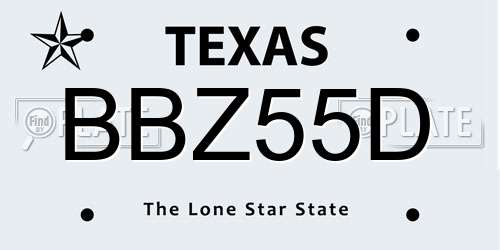 BBZ55D Texas License Plate