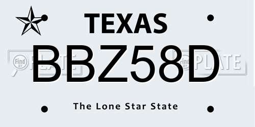 BBZ58D Texas License Plate