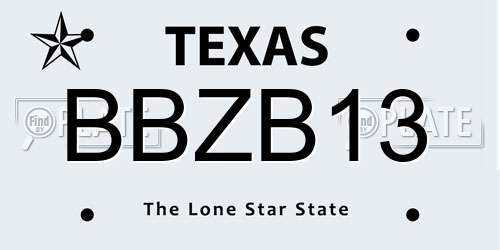 BBZB13 Texas License Plate