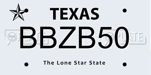 BBZB50 Texas License Plate