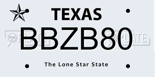 BBZB80 Texas License Plate