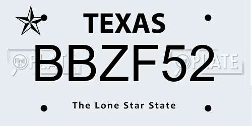 BBZF52 Texas License Plate