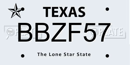 BBZF57 Texas License Plate