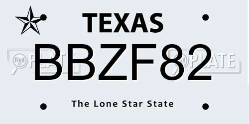 BBZF82 Texas License Plate