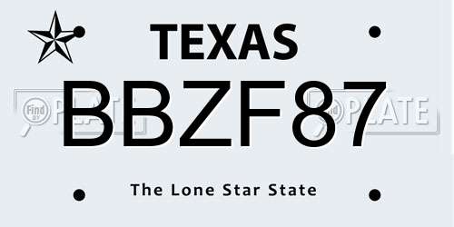 BBZF87 Texas License Plate