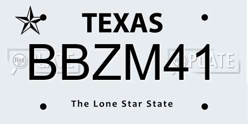 BBZM41 Texas License Plate