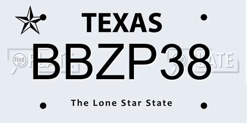 BBZP38 Texas License Plate