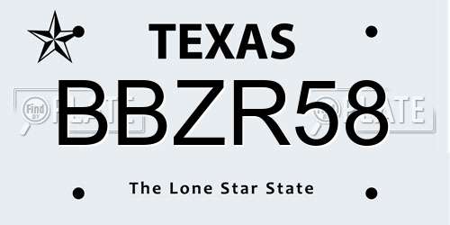 BBZR58 Texas License Plate