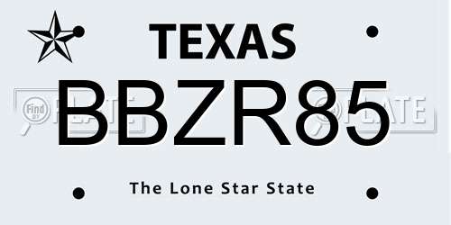 BBZR85 Texas License Plate