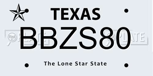 BBZS80 Texas License Plate