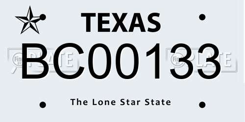 BC00133 Texas License Plate