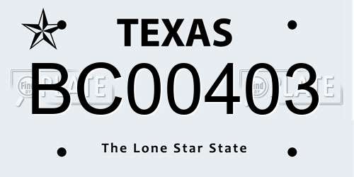 BC00403 Texas License Plate