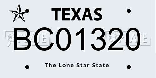 BC01320 Texas License Plate