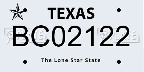 BC02122 Texas License Plate
