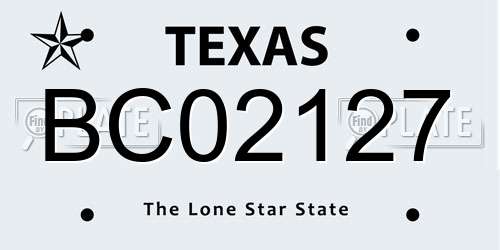 BC02127 Texas License Plate