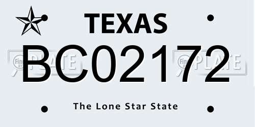 BC02172 Texas License Plate