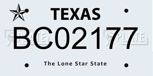 BC02177 Texas License Plate