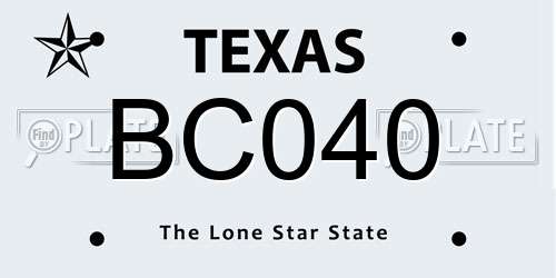 BC040 Texas License Plate