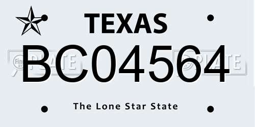 BC04564 Texas License Plate