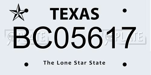 BC05617 Texas License Plate
